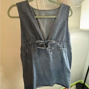 SHEIN Blue Denim Tank Top with Tie Detail